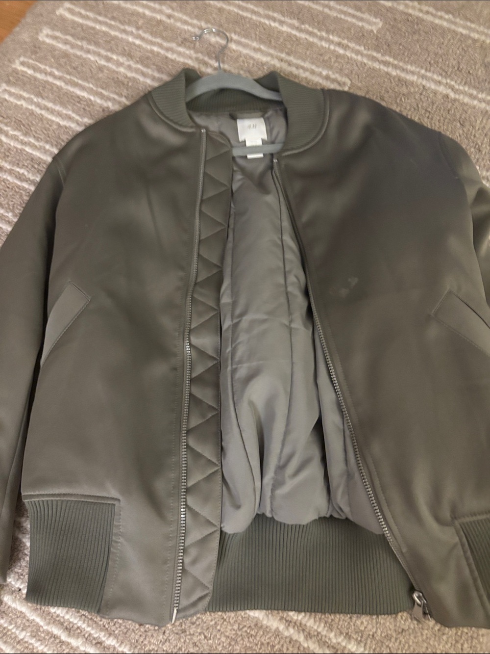 H&M Olive Bomber Jacket in Deep Green